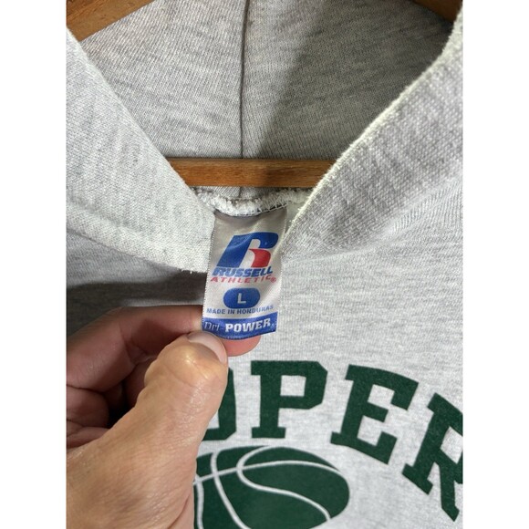 Vintage Y2K Russell Athletic Gray Blank Cotton Men’s Hoodie Size Large - Picture 4 of 14
